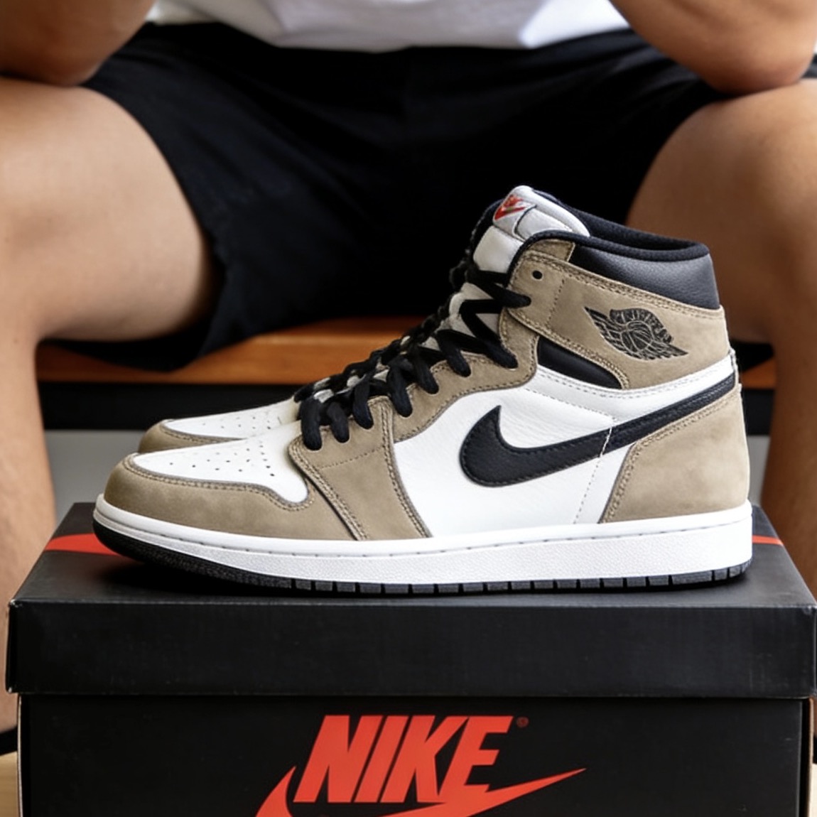 Sneaker on branded box crop