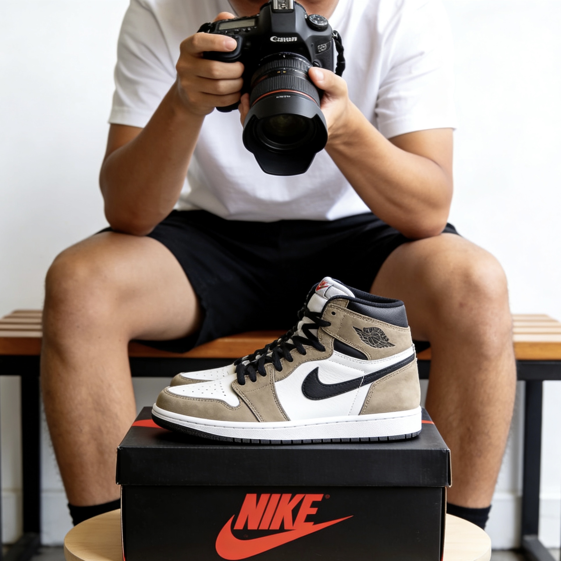 Sneaker product display in a wholesale showroom